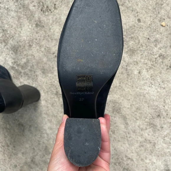 See By Chloé Black Suede Leather Ankle Boots, Size 37 - Picture 9 of 15